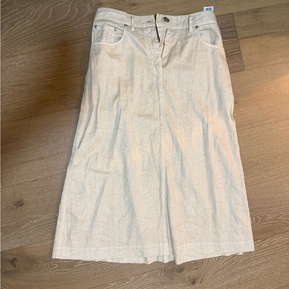 Women’s Cream Quilted A-Line Midi Skirt